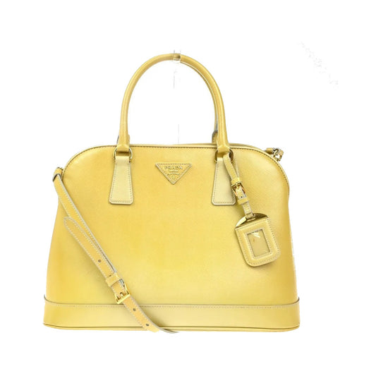 Prada Open Promenade Saffiano Leather, Yellow, Leather, Handbag