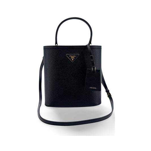 Prada Panier Bucket Saffiano Leather, Black, Leather, Handbag