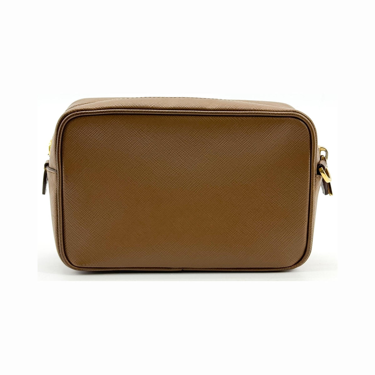 Prada Pushlock Pocket Camera Saffiano Leather, Brown, Leather, Handbag