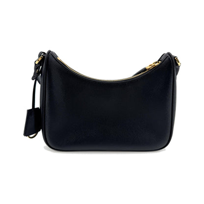 Prada Re-Edition 2005 Hobo Tessuto with Saffiano Leather, Black, Leather, Shoulder Bag