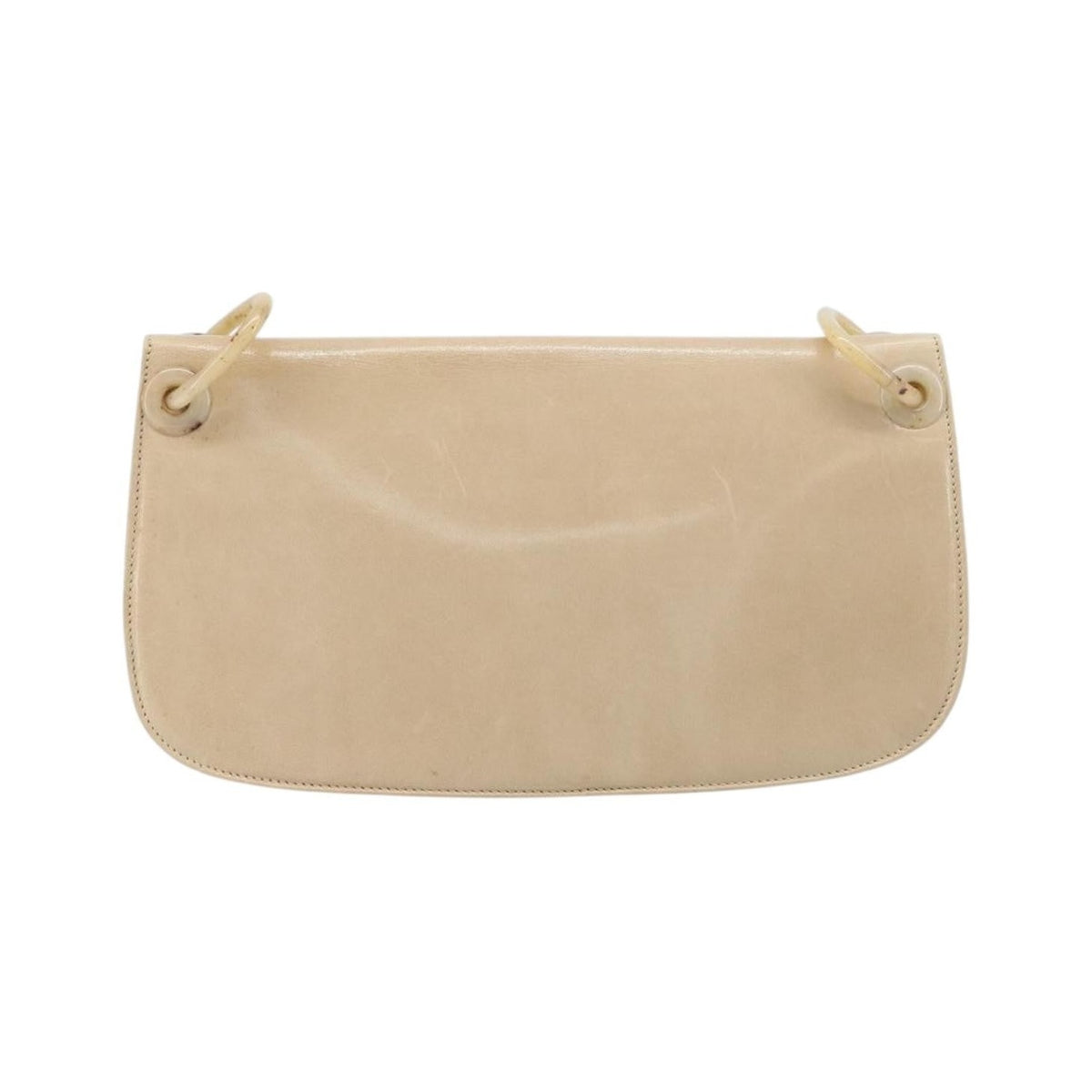 Prada Resin Chain Ruffle Flap Leather, Beige, Leather, Handbag