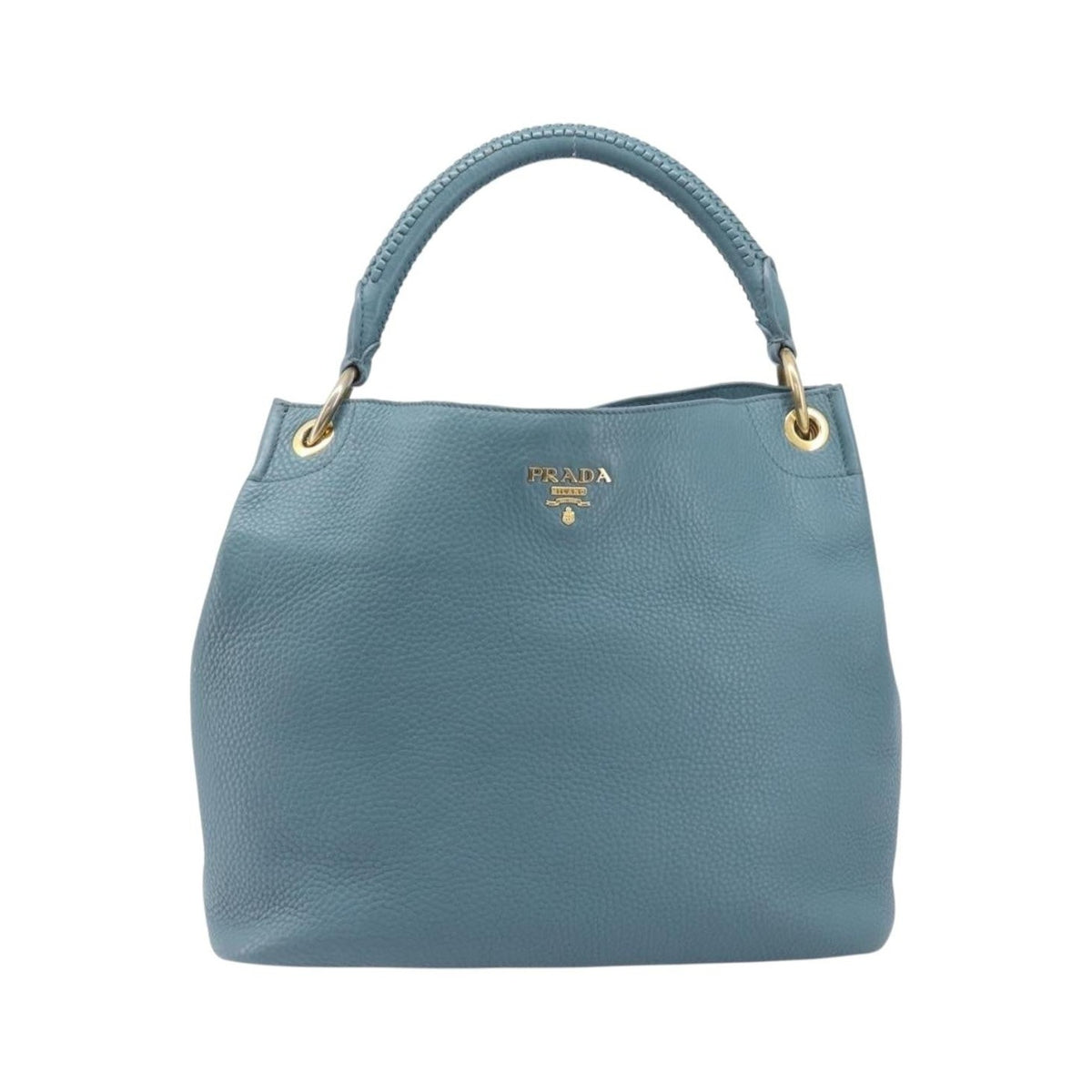 Prada Rolled Hobo Vitello Daino, Blue, Leather, Shoulder Bag