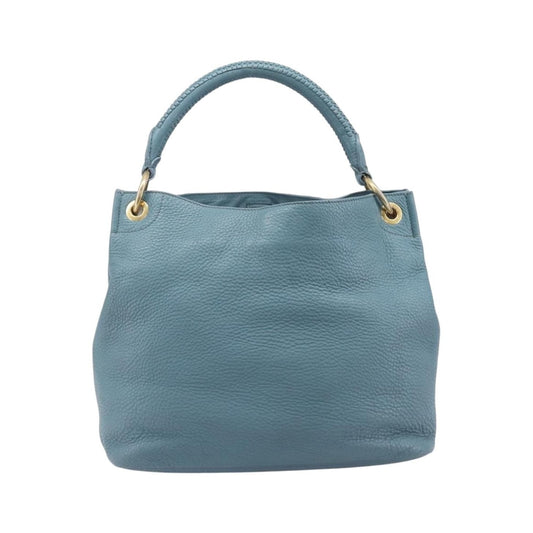 Prada Rolled Hobo Vitello Daino, Blue, Leather, Shoulder Bag