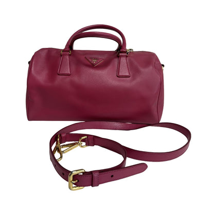 Prada Saffiano Bowler Leather, Pink, Leather, Handbag