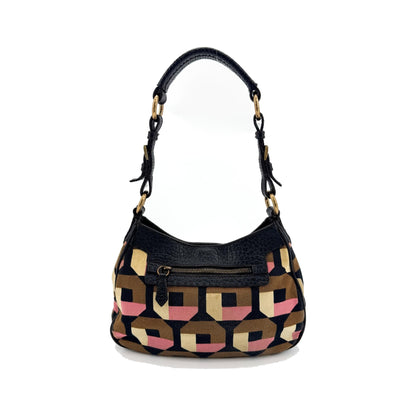Prada Shoulder Canvas and Leather, Black, Canvas, Shoulder Bag
