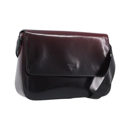 Prada Shoulder Leather, Burgundy, Patent Leather, Shoulder Bag