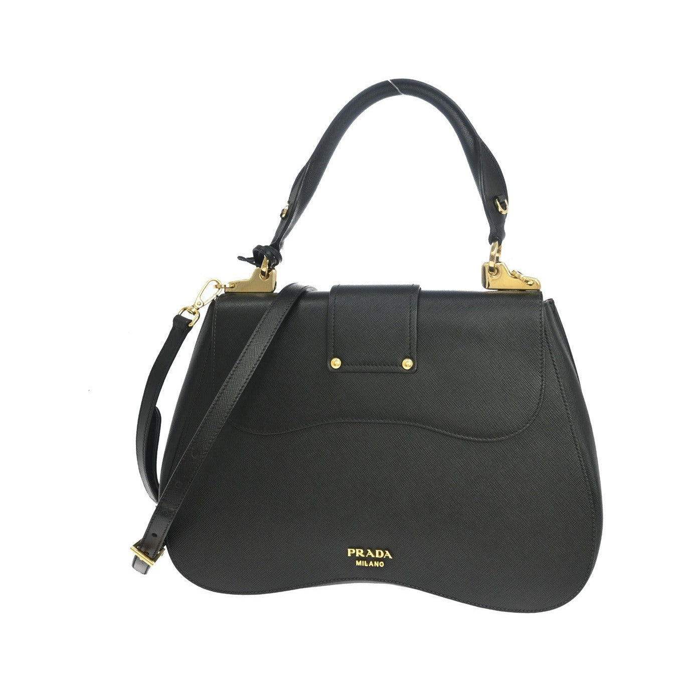 Prada Sidonie Saffiano, Black, Leather, Handbag