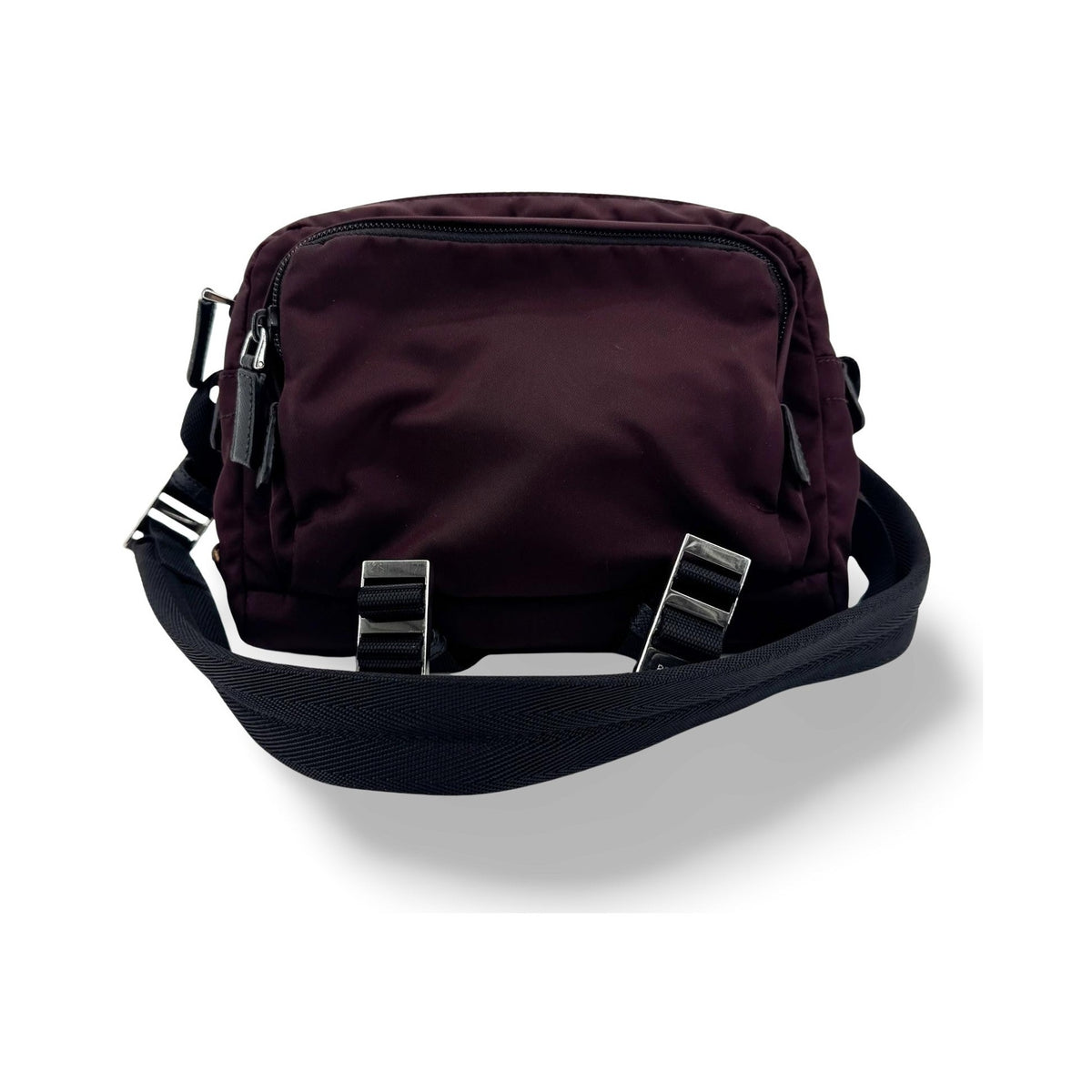 Prada Technical Zip Tessuto, Burgundy, Nylon, Crossbody Bag