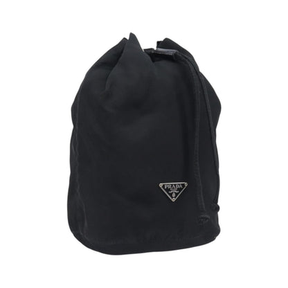 Prada Vela Drawstring Bucket Wristlet Tessuto, Black, Nylon, Clutch