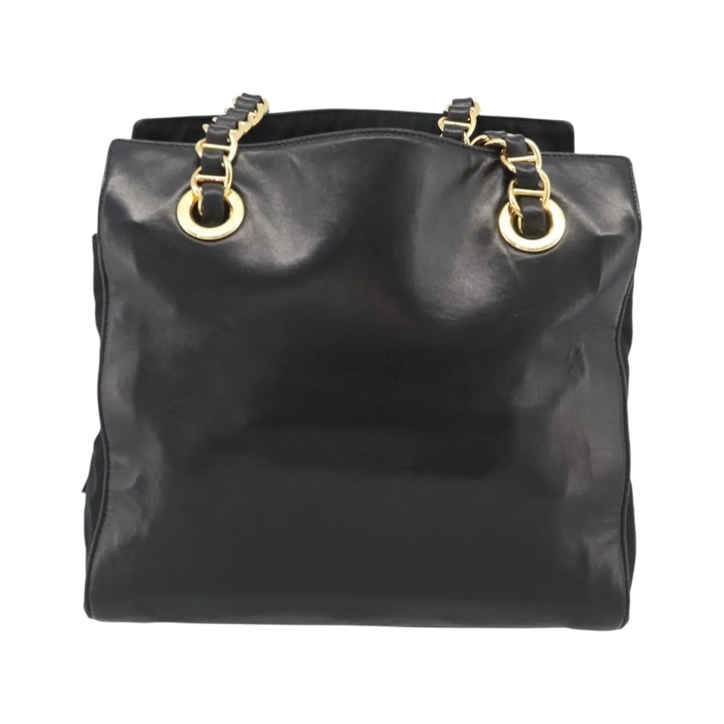 Prada Vintage Nappa Chain Tote Leather, Black, Leather, Shoulder Bag