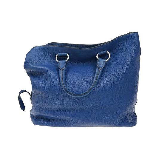 Prada Vintage Tote Leather, Blue, Leather, Tote Bag