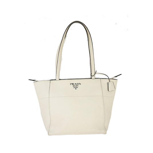 Prada Vintage Tote Leather, White, Leather, Tote Bag