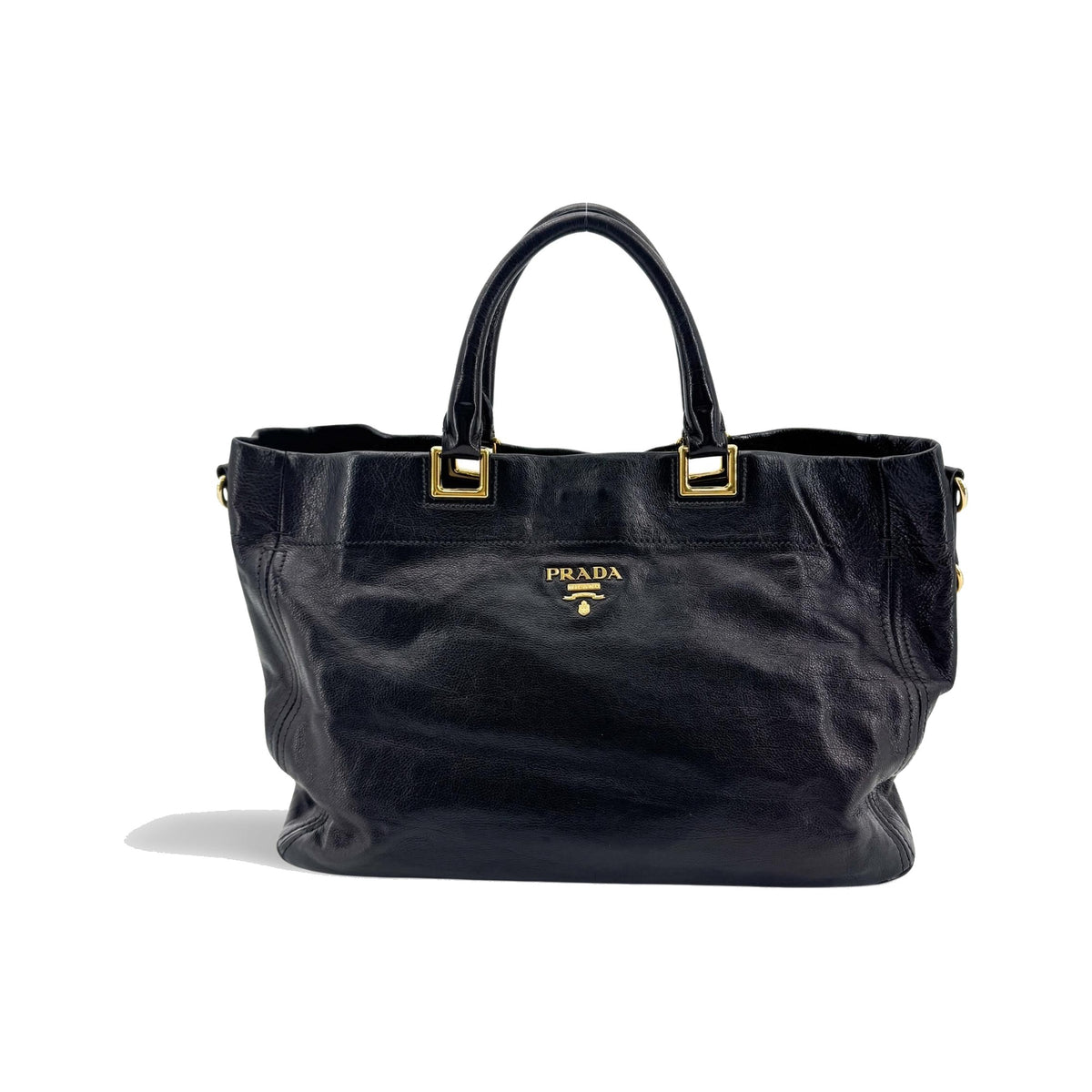 Prada Vitello Daino Leather, Black, Leather, Shoulder Bag