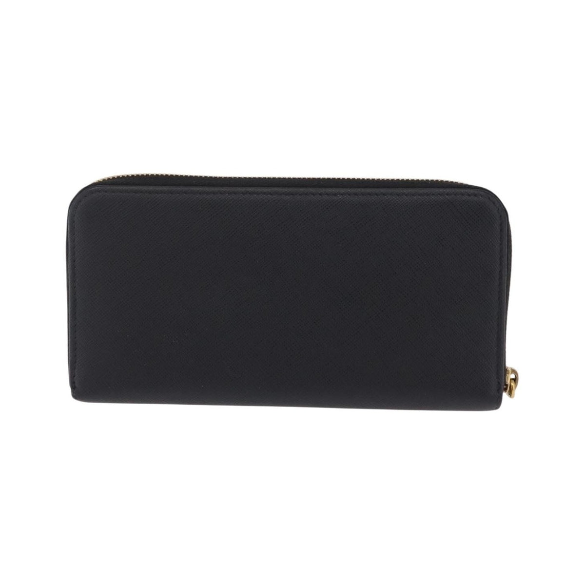 Prada Zip Around Tab Saffiano Leather, Black, Leather, Wallet