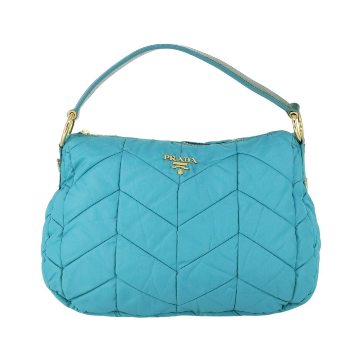 Prada Zip Hobo Chevron Tessuto, Blue, Nylon, Shoulder Bag