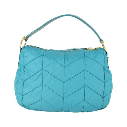 Prada Zip Hobo Chevron Tessuto, Blue, Nylon, Shoulder Bag