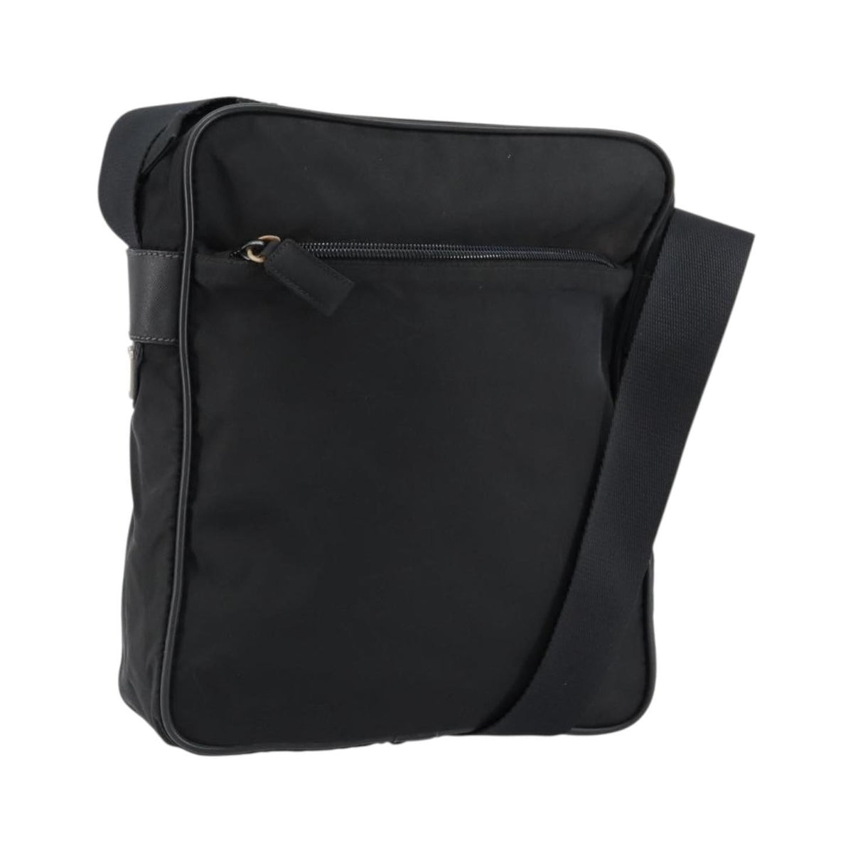 Prada Zip Messenger Tessuto with Leather, Black, Nylon, Handbag