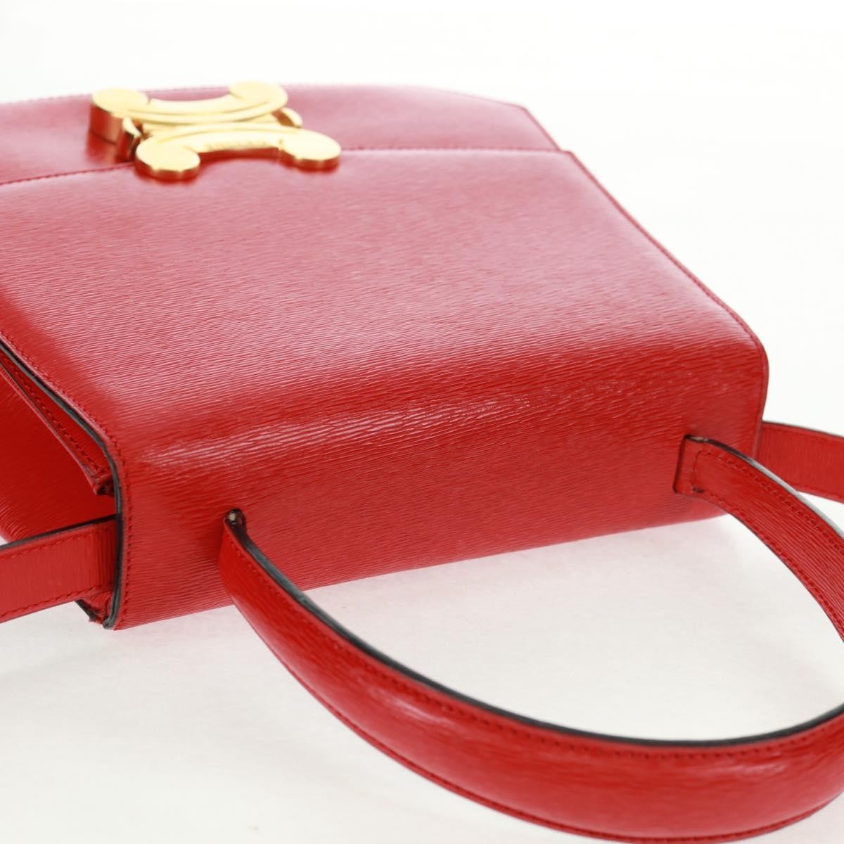 Celine Vintage Triomphe Flap Bag Leather, RED, LEATHER, Shoulder bag