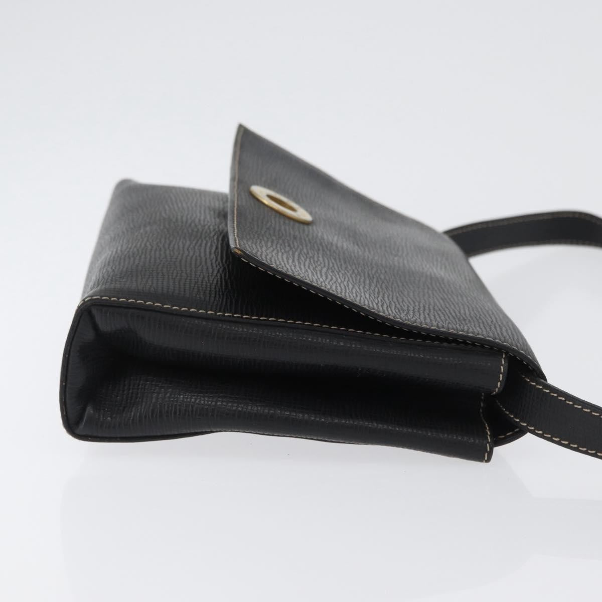 Celine Circle Logo Shoulder Bag Leather, BLACK, LEATHER, Shoulder bag