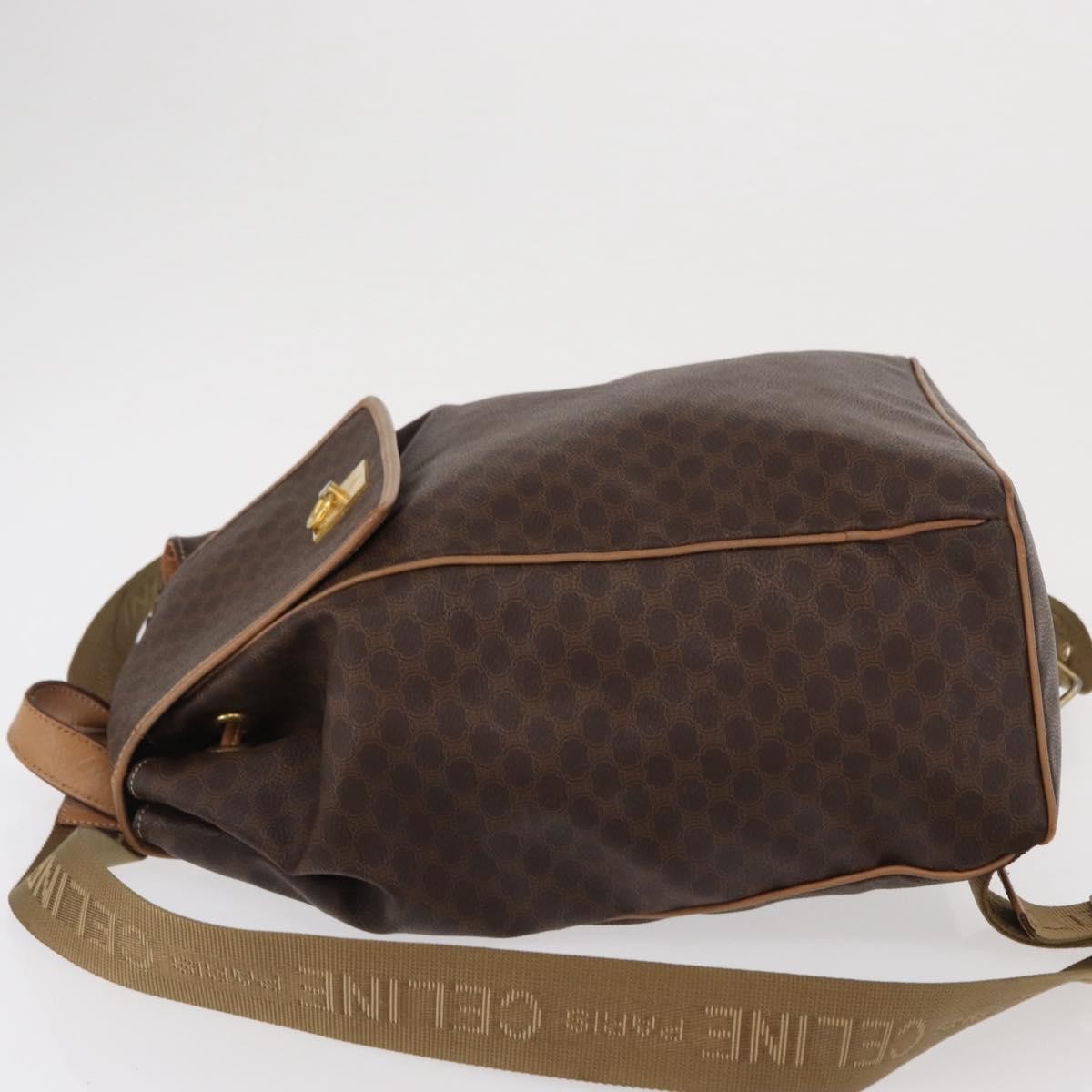 Celine Vintage Macadam Backpack Canvas and Leather, BROWN, CANVAS, Backpack
