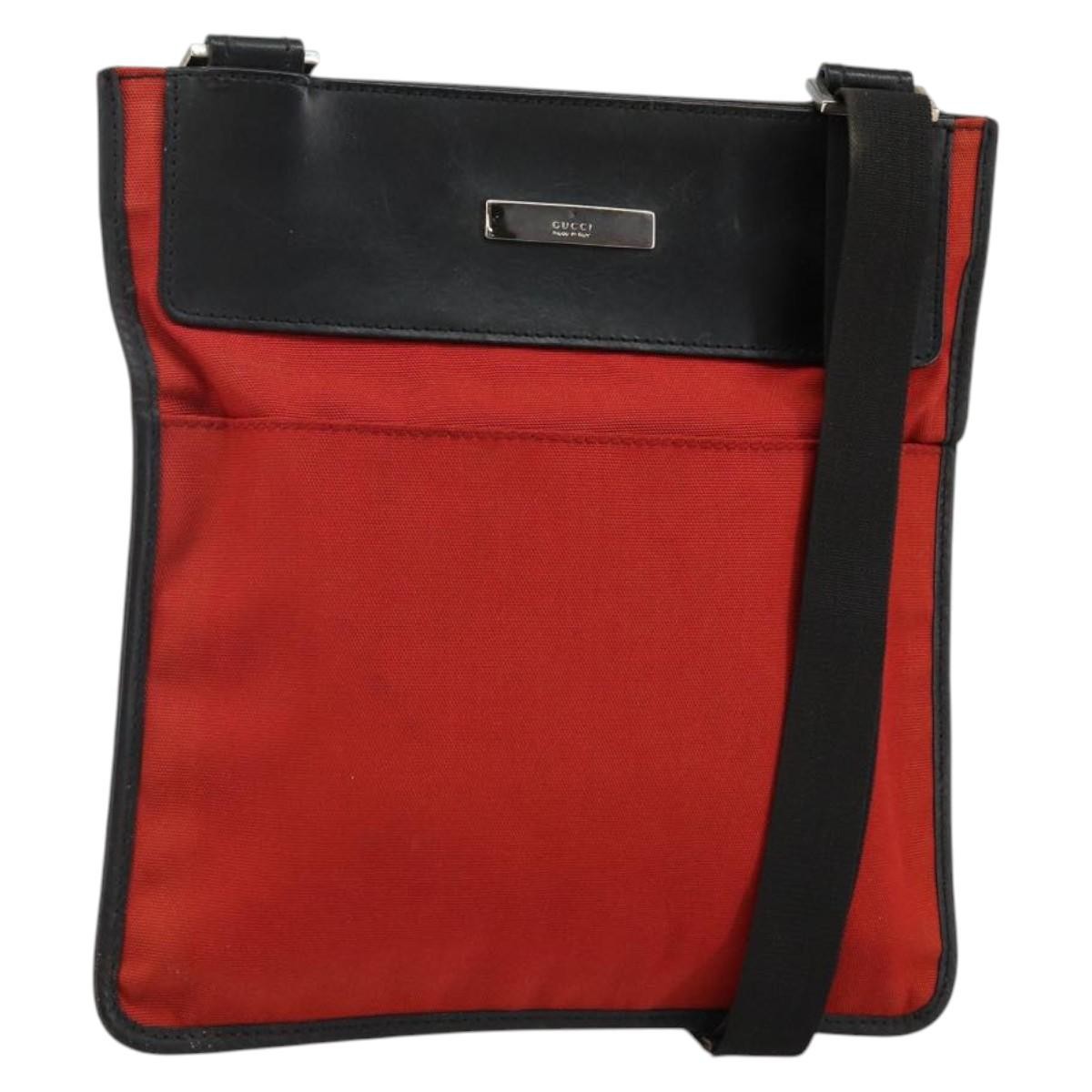 Gucci Front Pocket Messenger Nylon, RED, NYLON, Shoulder bag