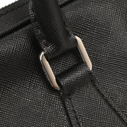 Prada Convertible Zip Around Briefcase Saffiano Leather, BLACK, LEATHER, Handbag