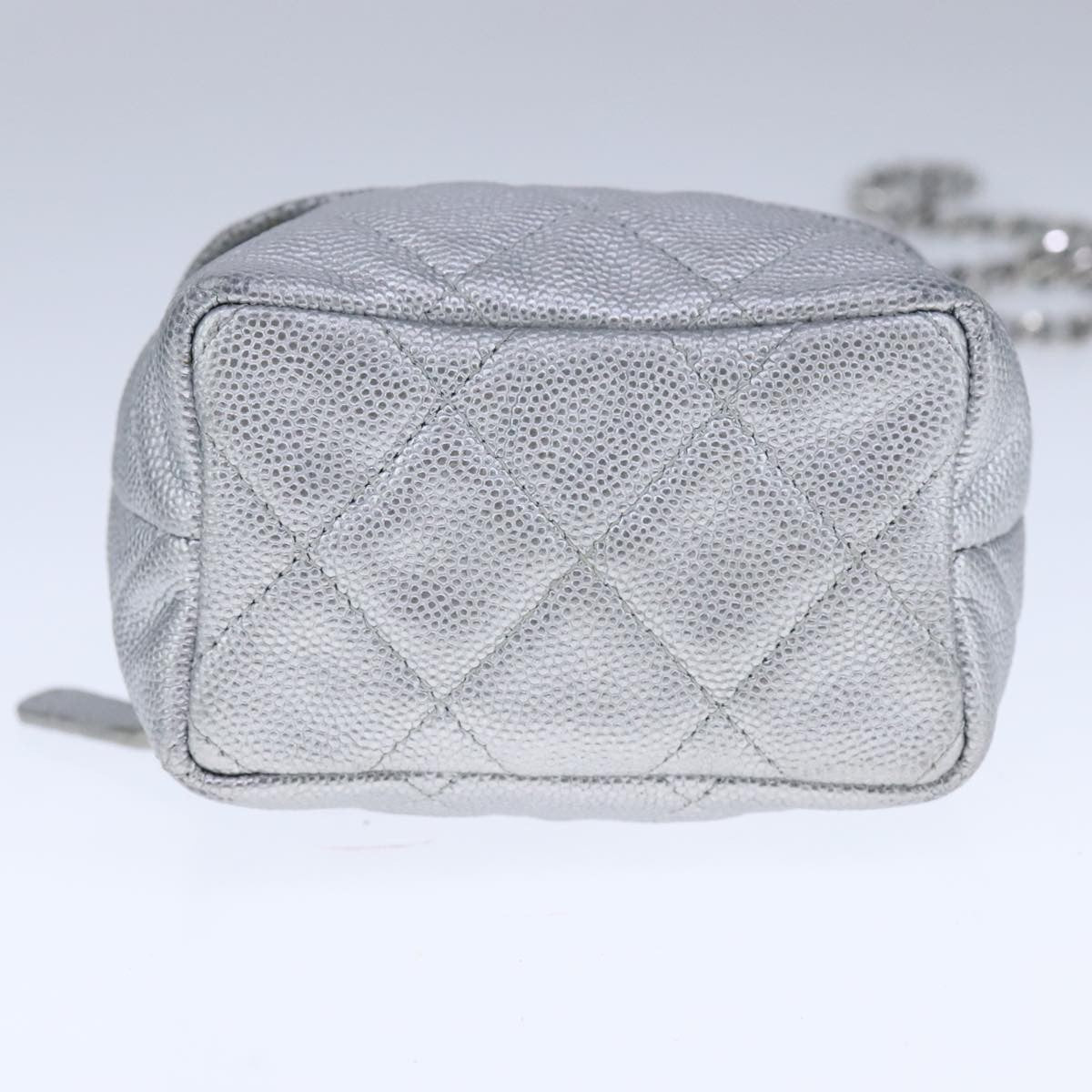 Chanel Classic Vanity Case with Chain Quilted Caviar, Silver, Leather, Shoulder Bag