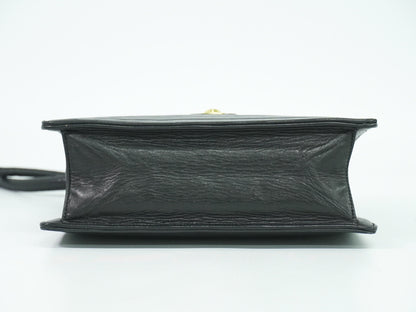 Chanel Flap shoulder Bag Leather, BLACK, LEATHER, Shoulder bag