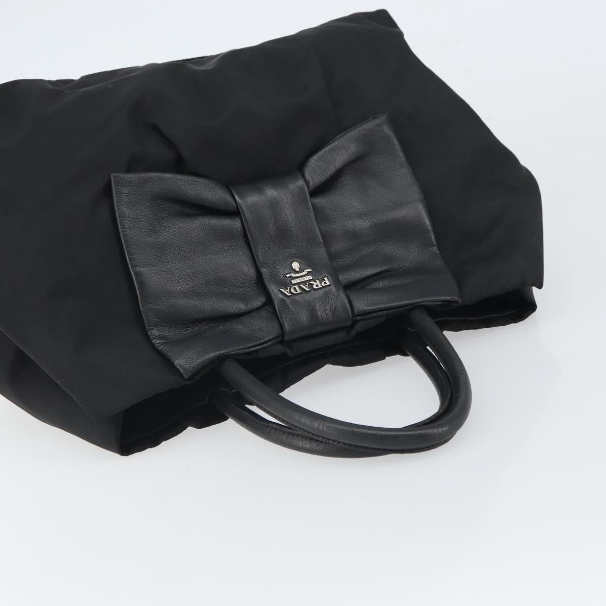 Prada Bow Tote Tessuto with Leather, Black, Nylon, Tote Bag