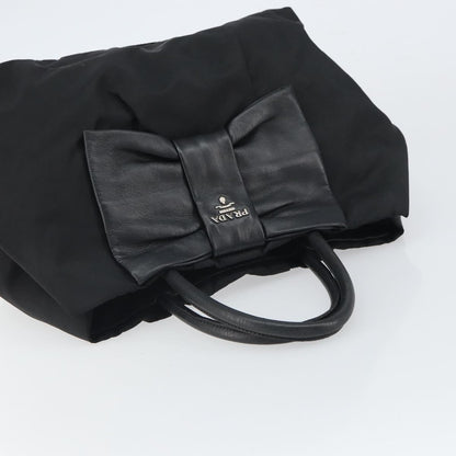 Prada Bow Tote Tessuto with Leather, Black, Nylon, Tote Bag