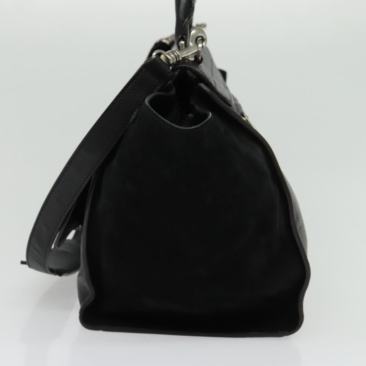 Celine Trapeze Bag Leather with Suede, BLACK, LEATHER, Handbag