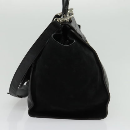 Celine Trapeze Bag Leather with Suede, BLACK, LEATHER, Handbag