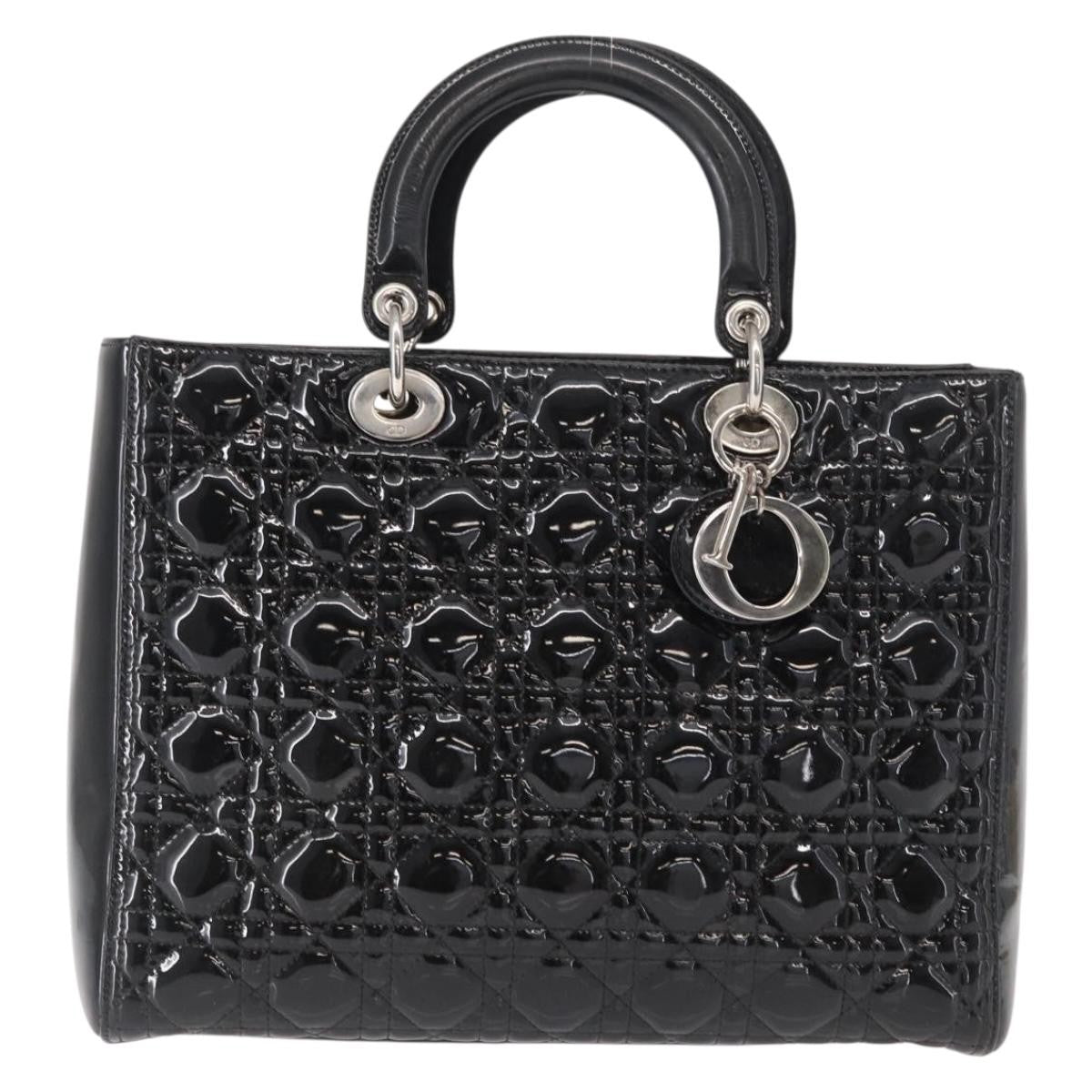 Christian Dior Lady Dior Bag Cannage Quilt Patent, BLACK, PATENT_LEATHER, Handbag