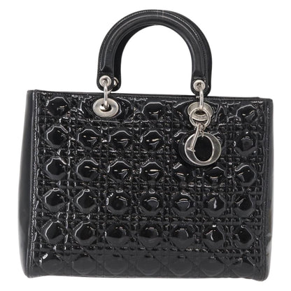 Christian Dior Lady Dior Bag Cannage Quilt Patent, BLACK, PATENT_LEATHER, Handbag