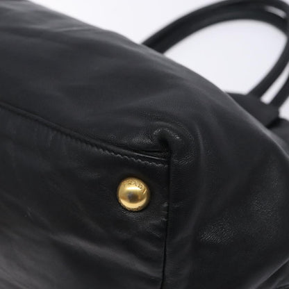 Prada Bow Tote Leather, BLACK, LEATHER, Handbag