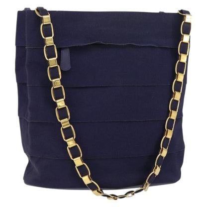 Salvatore Ferragamo Vala Chain Shoulder bag Canvas, NAVY, CANVAS, Shoulder bag