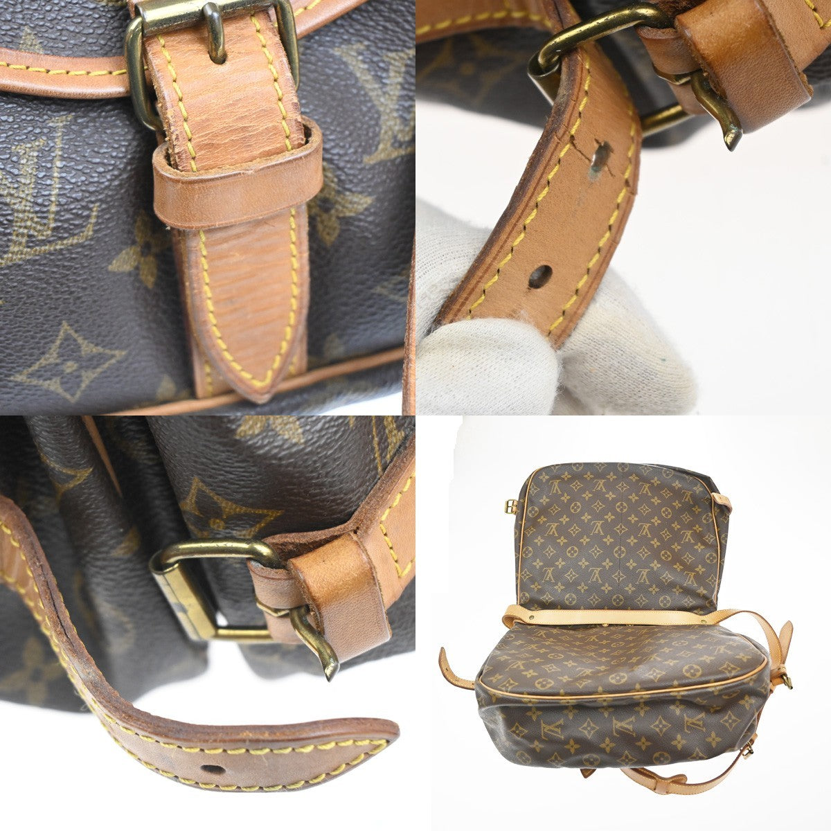 Louis Vuitton Saumur Handbag Monogram Canvas, BROWN, CANVAS, Shoulder bag
