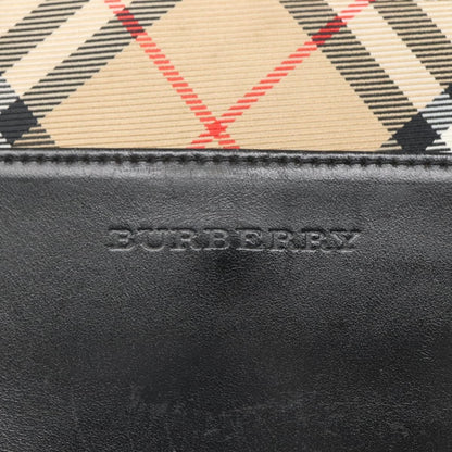 Burberry Nova Check Tote Canvas and Leather, BLACK, LEATHER, Tote bag