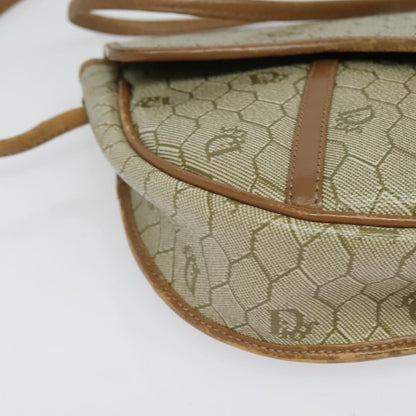 Christian Dior Vintage Honeycomb Flap Crossbody Bag Canvas and Leather, BEIGE, CANVAS, Crossbody bag