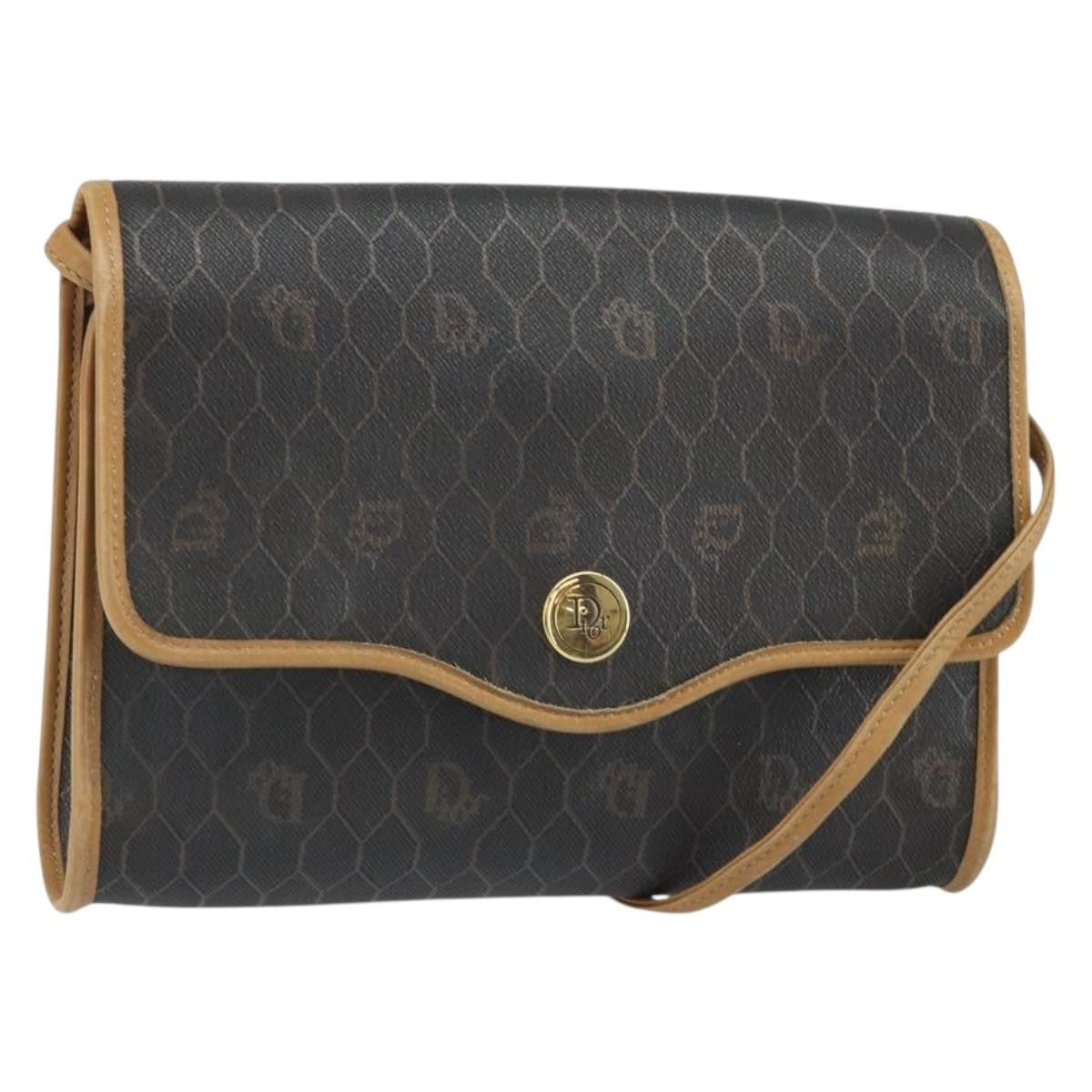 Christian Dior Vintage Honeycomb Shoulder Bag Canvas, BLACK, CANVAS, Shoulder bag