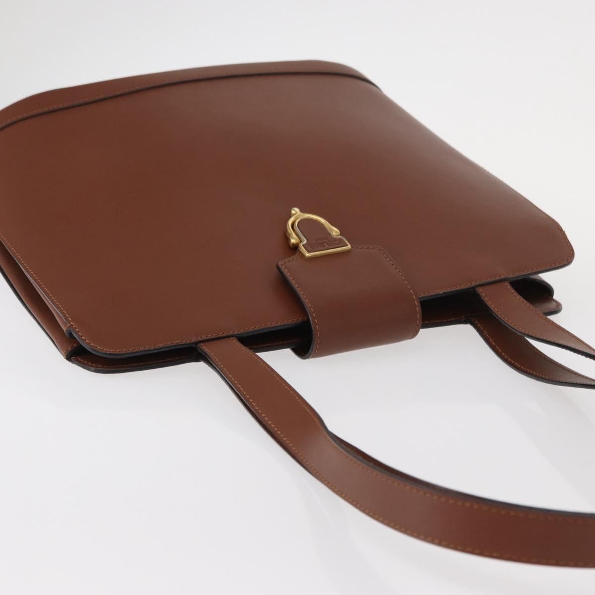 Celine Vintage Shoulder Bag Leather, BROWN, LEATHER, Shoulder bag