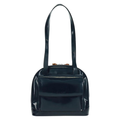 Gucci Vintage Bamboo Shoulder Bag Leather, NAVY, LEATHER, Shoulder bag