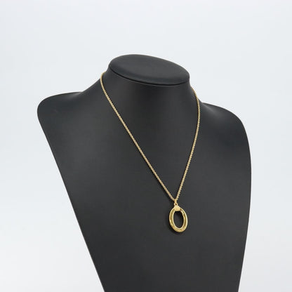 Christian Dior Vintage Logo Round Pendant Necklace Metal, GOLD, METAL, Necklace