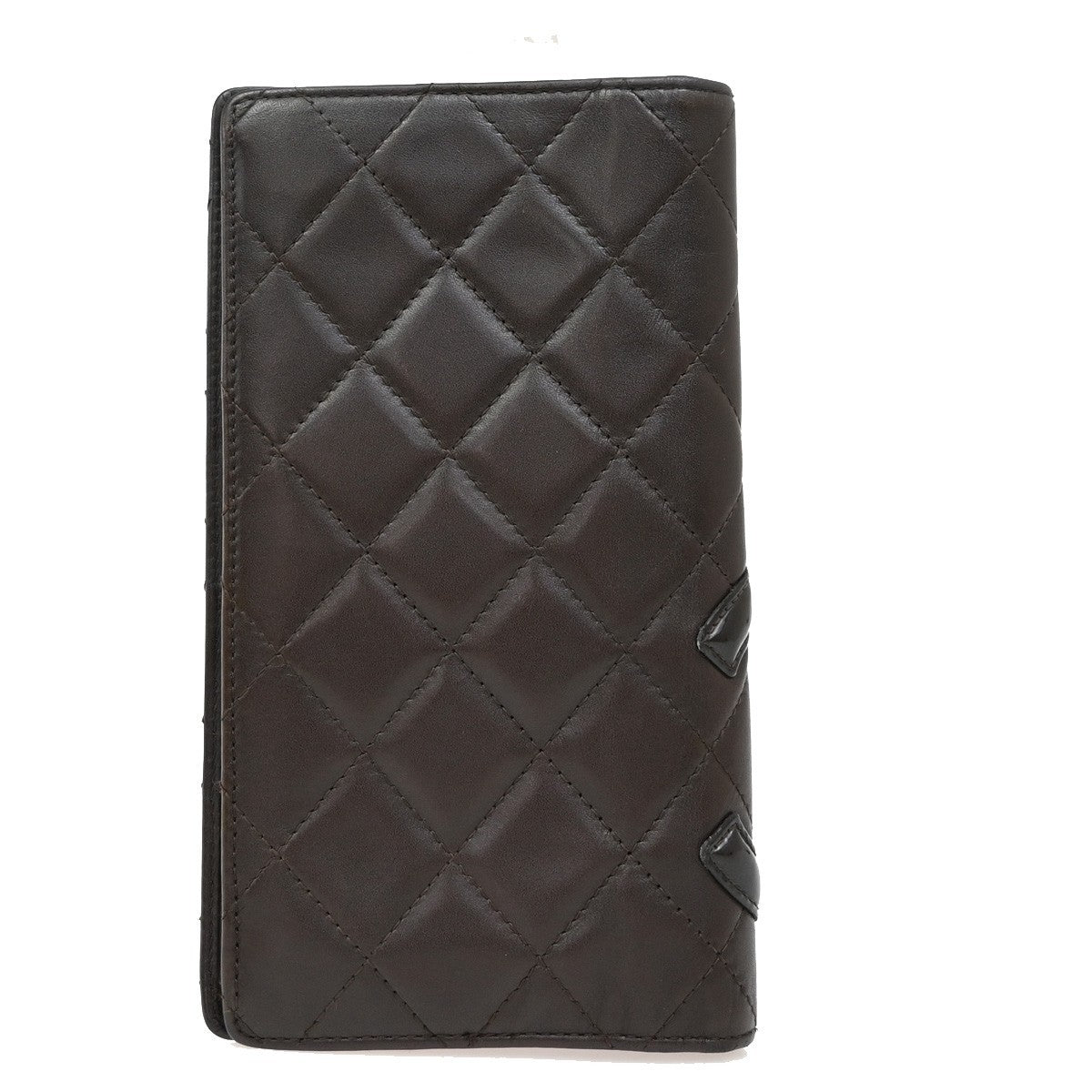 Chanel Cambon Zip Around Wallet Quilted Lambskin, BROWN, PATENT_LEATHER, Wallets