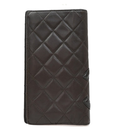 Chanel Cambon Zip Around Wallet Quilted Lambskin, BROWN, PATENT_LEATHER, Wallets