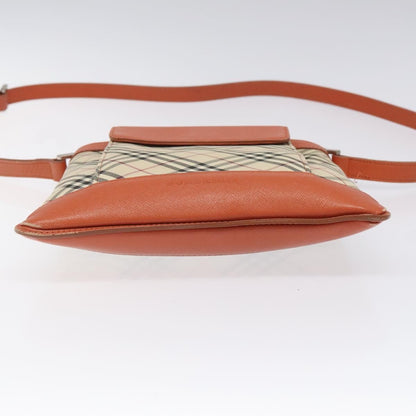 Burberry Front Pocket Messenger Bag Check Embossed Leather, BEIGE, CANVAS, Shoulder bag