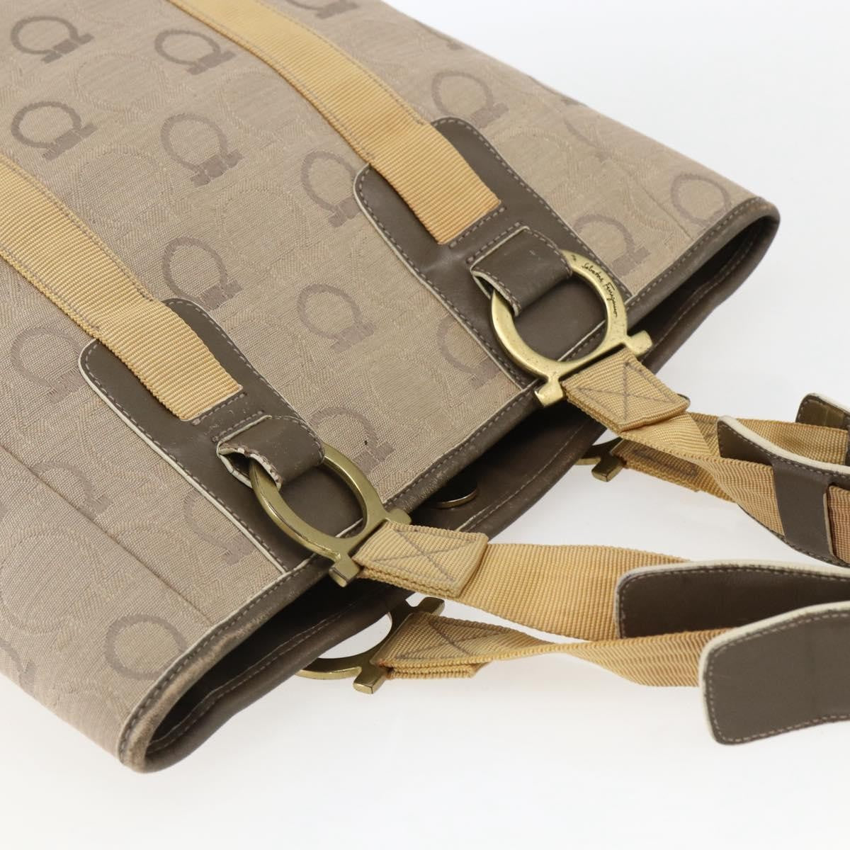 Salvatore Ferragamo Gancini handbag Canvas, BEIGE, CANVAS, Handbag