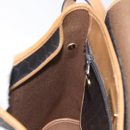 Christian Dior Vintage Honeycomb Flap Crossbody Bag Canvas and Leather, BLACK, CANVAS, Crossbody bag