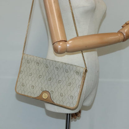 Christian Dior Vintage Honeycomb chain Canvas, BEIGE, CANVAS, Handbag
