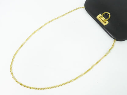 Salvatore Ferragamo Vintage Gancini Chain Shoulder Bag Leather, BLACK, LEATHER, Shoulder bag
